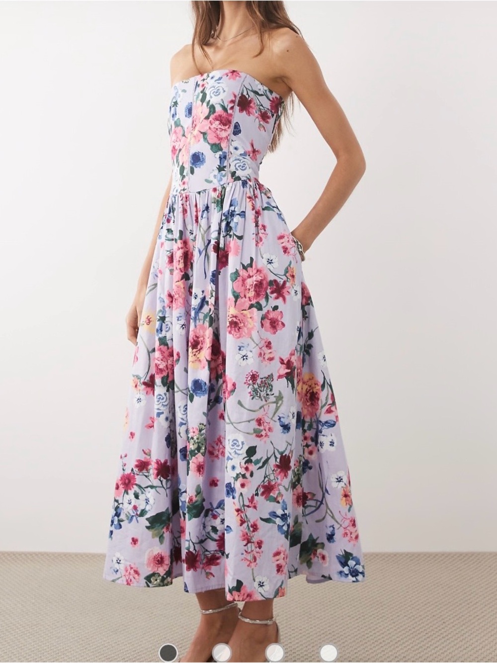 Abercrombie Floral Spaghetti Strap or strapless Midi Dress in Lavender